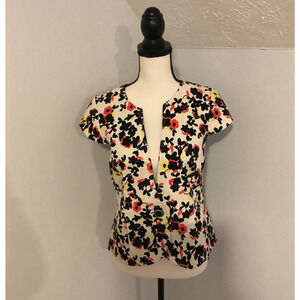 Anthropologie Elevenses Dahlia Pressed Floral Blazer - Size 6